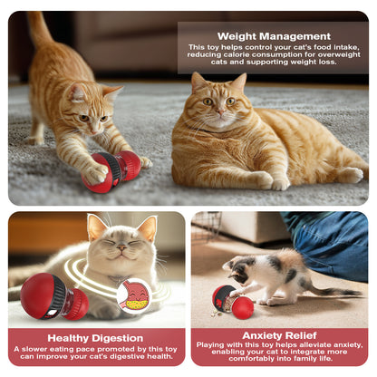Cat Interactive Toys,Cat Treat Dispenser,Cat Toys for Indoor Cats,Sound Cat Puzzle Feeder Stimulating Activity,Portion Control Slow Feeder with Adjustable Food Intake,Suitable for Kitten and Adult Cat