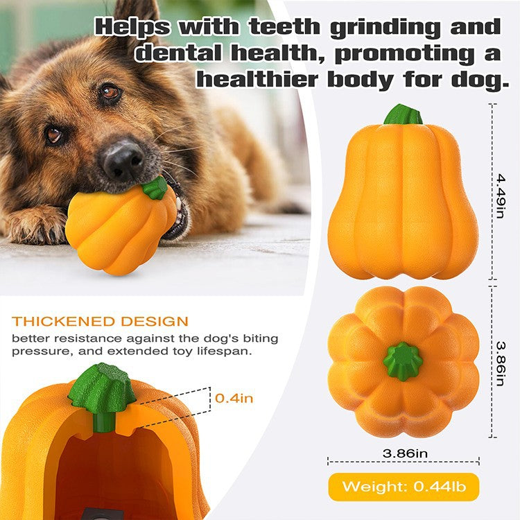 Large Dog Chew Toy with Squeaker, Tough TPR Pumpkin Toy for Strong Chewers (40 lbs+), Textured Dental Ridges, Outdoor & Water Play, Dog Pool, Beach & Fetch Toys for Summer