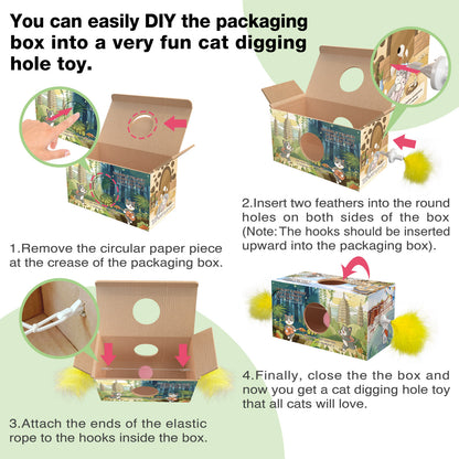 Interactive Cat Toy Wobble Teasing Stick and Cat Digging Hole Toy,One Cat Toy Turn into Two by DIY, Innovative Design