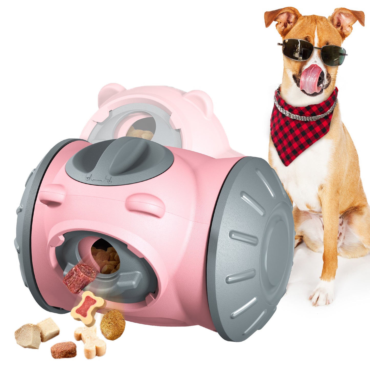 Rolling Dog Slow Feeder Toy - Dog Puzzles for Smart Dogs, Treat Dispensing Puzzle Toy for Small, Medium & Large Dogs – Engaging Food Dispenser for IQ Training & Boredom Relief