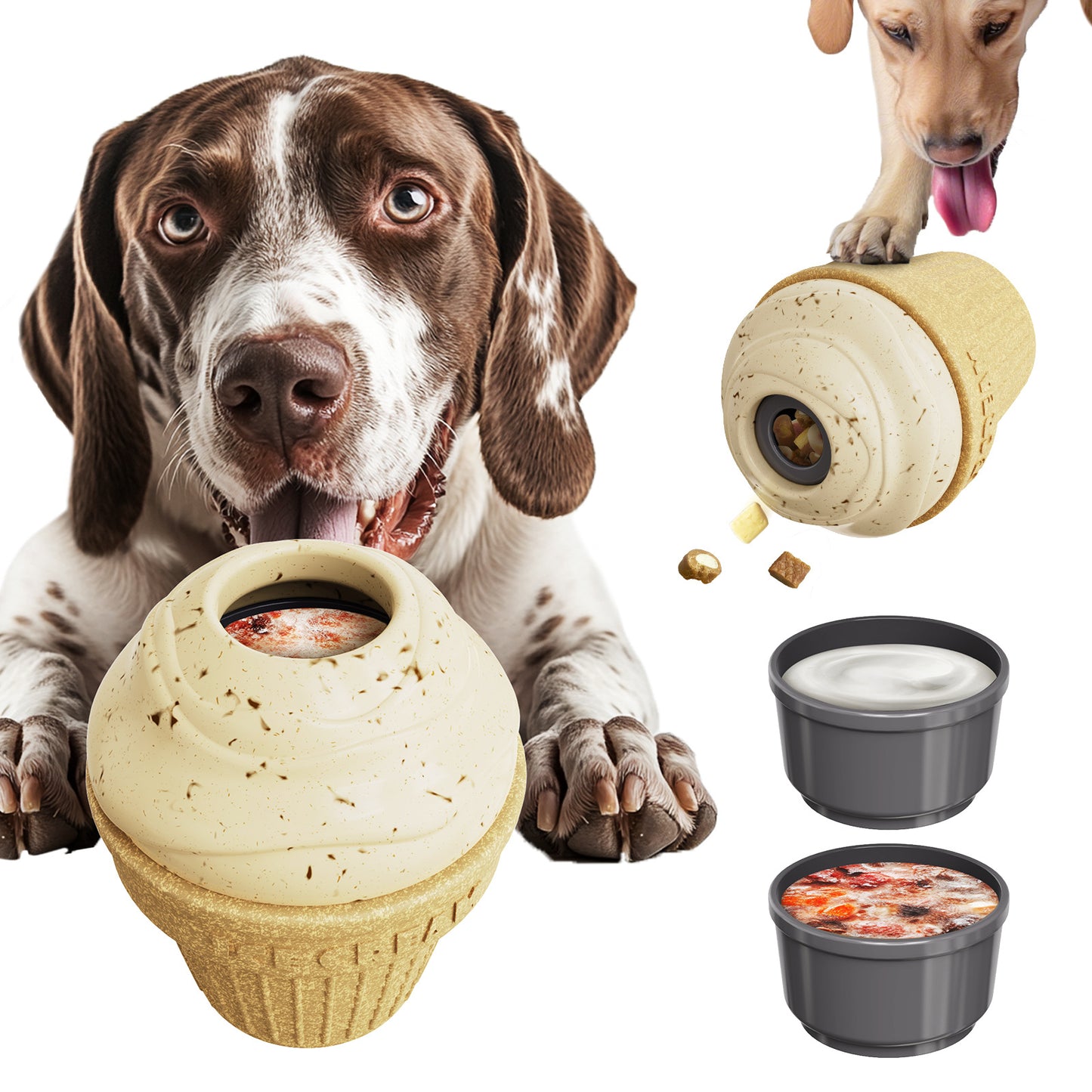 Indestructible Frozen Treat Dispenser Dog Chew Toy, Interactive Enrichment Dog Toy for Small Medium Large Dogs.Dog Puzzle Toy for Indoor Outdoor Play