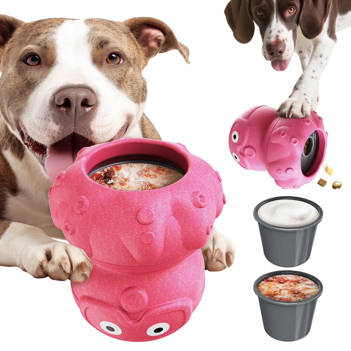 3-in-1 Dog Frozen Treat Ball, Large Size, No-Transfer Fill & Freeze Lick Cup, Treat Dispenser & Tough Chew Toy, Long-Lasting Enrichment Toy for Dogs