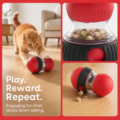 Cat Interactive Toys,Cat Treat Dispenser,Cat Toys for Indoor Cats,Sound Cat Puzzle Feeder Stimulating Activity,Portion Control Slow Feeder with Adjustable Food Intake,Suitable for Kitten and Adult Cat