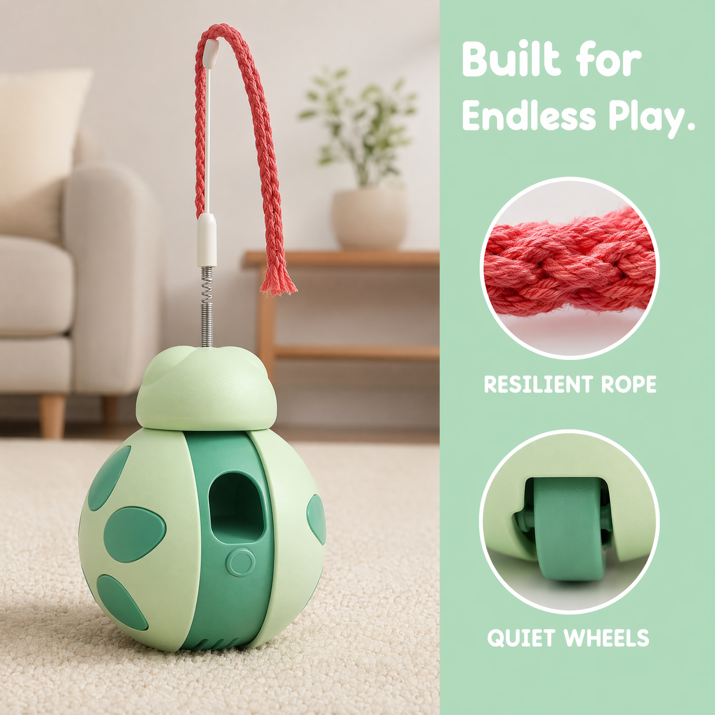 Cat Treat Interactive Toy, Indoor Puzzle Slow Feeding Mental Stimulation Sliding Rolling Cat Toy Ball with Cat Teaser, Cat Treat Dispenser Toy for Large, Medium and Small Cats