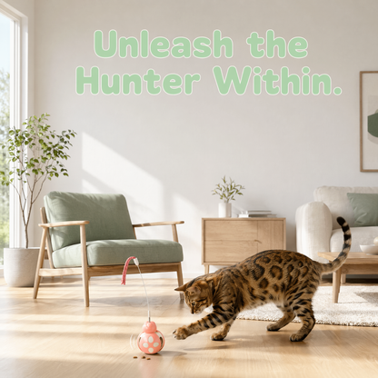 Cat Treat Interactive Toy, Indoor Puzzle Slow Feeding Mental Stimulation Sliding Rolling Cat Toy Ball with Cat Teaser, Cat Treat Dispenser Toy for Large, Medium and Small Cats