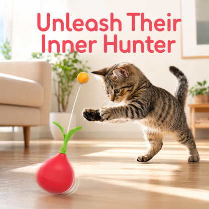 Interactive Cat Toy Wobble Teasing Stick and Cat Digging Hole Toy,One Cat Toy Turn into Two by DIY, Innovative Design