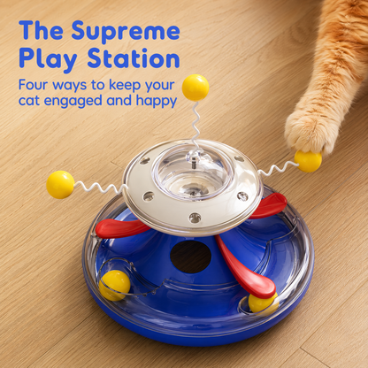 3 in 1 Interactive Cat Toys Balls Cat Fidget Spinner Treat Toys Windmill Cat Food Dispenser Toys Cat Slow Feeder Dry Food Cat Teaser Wand for Indoor Cats