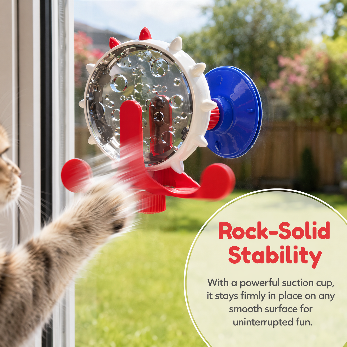 Cat Dog Treat Dispenser Toy - Cat Interactive Feeder Pet Food Toys Feeder 360° Degree Rotating Food Leakage Device Rotate with Strong Suction Cup Money Wheel Shape