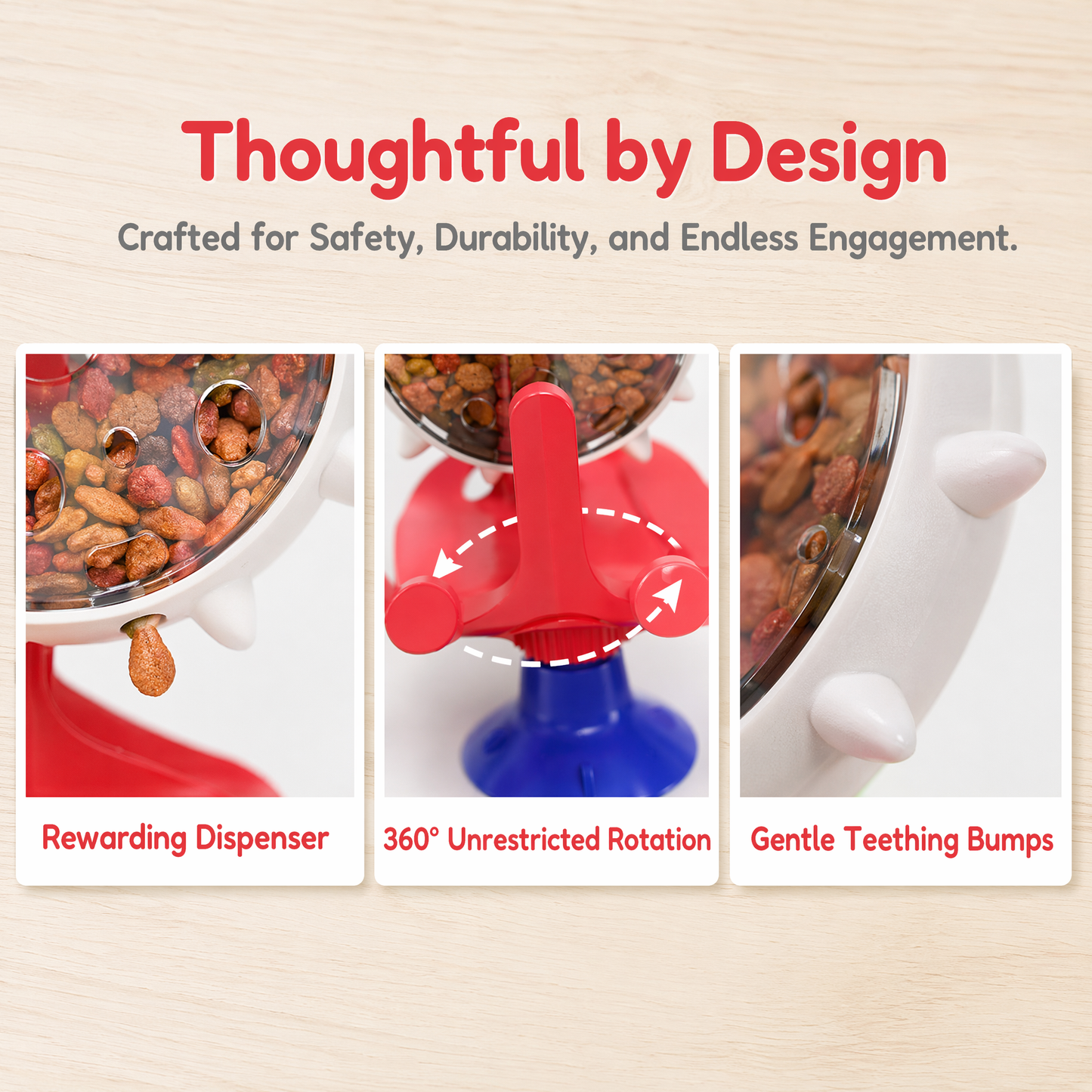 Cat Dog Treat Dispenser Toy - Cat Interactive Feeder Pet Food Toys Feeder 360° Degree Rotating Food Leakage Device Rotate with Strong Suction Cup Money Wheel Shape