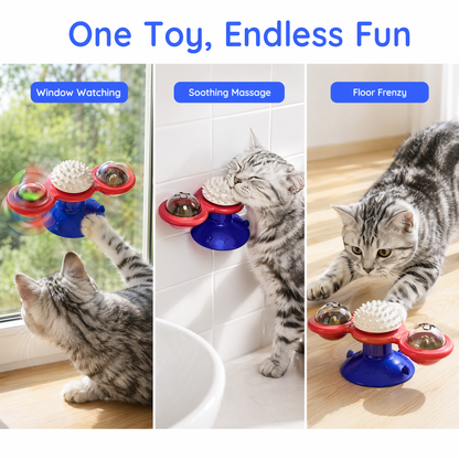 Interactive Windmill Cat Toys with Catnip : Cat Toys for Indoor Cats Funny Kitten Toys with LED Light Ball Suction Cup‖Cat Nip Toy for Cat chew Exercise