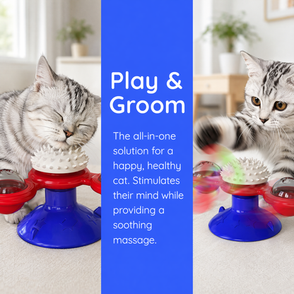 Interactive Windmill Cat Toys with Catnip : Cat Toys for Indoor Cats Funny Kitten Toys with LED Light Ball Suction Cup‖Cat Nip Toy for Cat chew Exercise
