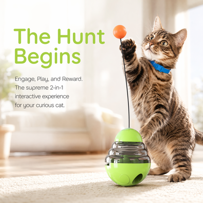 Interactive Cat Food Dispenser Ball Toy with Yellow Ball, Multi-Level Puzzle Feeder, ABS Material, 100x100x125mm, Sound Activated