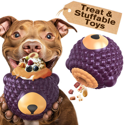 3 in 1 Large-Size Raspberry Dog Fillable Lick Treat Toy,Long-Lasting Ultimate Boredom Buster, Kibble Dispenser Food Ball & Dogs Chew Toys BPA-Free
