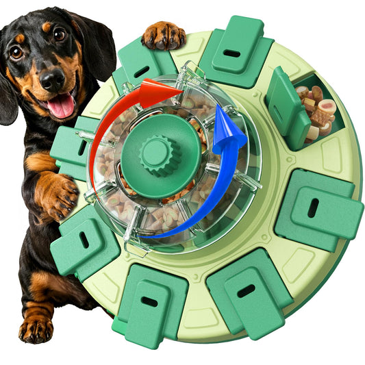 Dog Puzzle Toy, 2 Levels in 1, Spin-to-Release Treat Dispenser | Spin. Flip. Reward. Adjustable 2-in-1 Puzzle Feeder. Made for Little Paws. Slower Meals. Smarter Play.