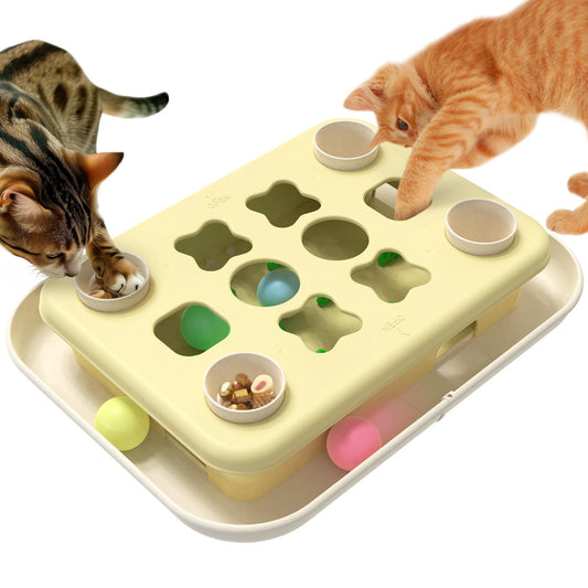 3-in-1 Cat Puzzle Toy, Peek-and-Play Box, Track Balls for Indoor Cats | Large Size, stable board, no loose parts for safer play, longer mental stimulation, active energy burn, and slower feeding.
