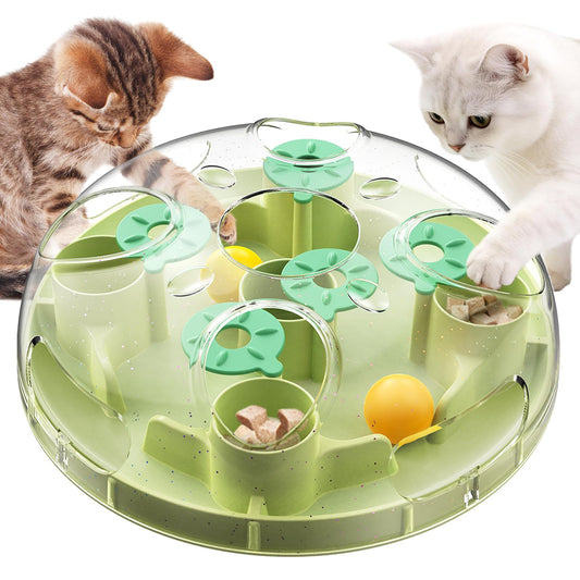 Cat Puzzle Toy, Large Size, 2 Ways to Play, Treat Puzzle & Foraging Balls for Indoor Cats, Kitten Enrichment Toy, Interactive Brain-Teasing Game