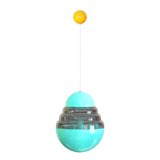 Interactive Cat Food Dispenser Ball Toy with Yellow Ball, Multi-Level Puzzle Feeder, ABS Material, 100x100x125mm, Sound Activated