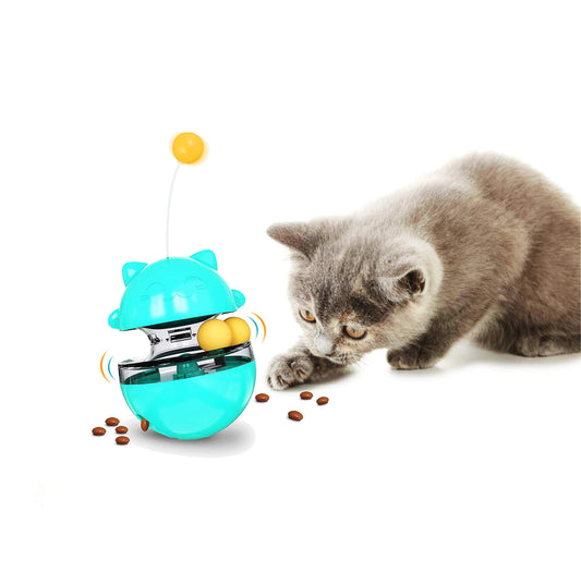 Cat Toy Funny Tumbler Interactive Ball, Treat Dispenser Automatic No-Electronic Move, More Exercise for Indoor Cats Kittens, Cat Self-Play IQ Training Treat Toy Ball