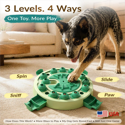 Dog Puzzle Toy, Large Size, 3 Levels of Step-by-Step Challenge, 4 Ways to Play Beginner to Advanced Slow Feeder & Mental Stimulation for Smart Dogs Enrichment Toys