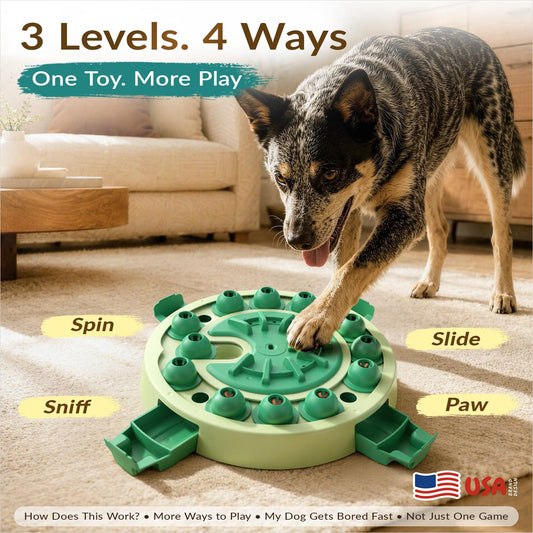 Dog Puzzle Toy, Large Size, 3 Levels of Step-by-Step Challenge, 4 Ways to Play Beginner to Advanced Slow Feeder & Mental Stimulation for Smart Dogs Enrichment Toys