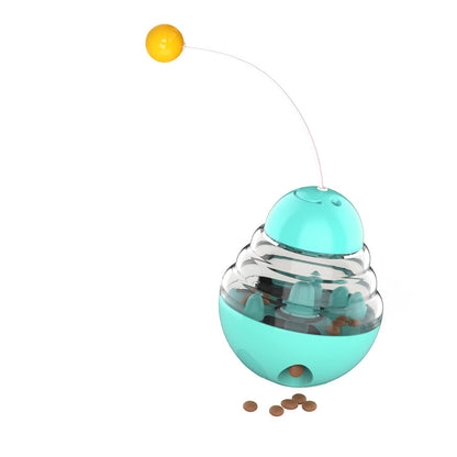 Interactive Cat Food Dispenser Ball Toy with Yellow Ball, Multi-Level Puzzle Feeder, ABS Material, 100x100x125mm, Sound Activated