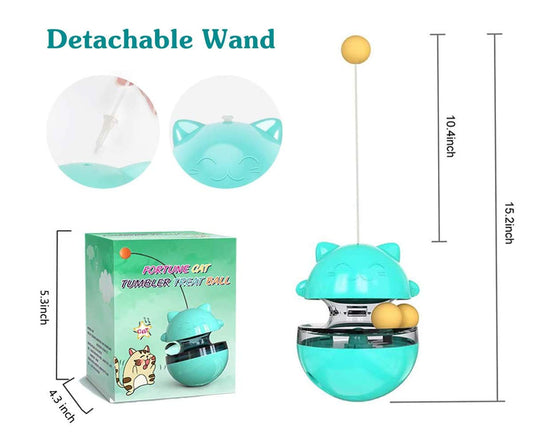 Cat Toy Funny Tumbler Interactive Ball, Treat Dispenser Automatic No-Electronic Move, More Exercise for Indoor Cats Kittens, Cat Self-Play IQ Training Treat Toy Ball