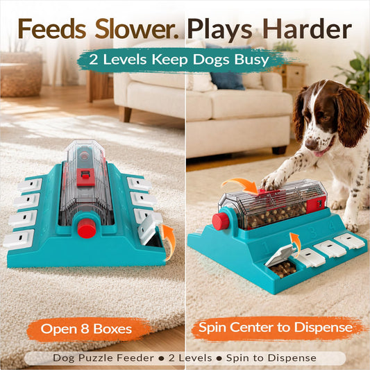 Dog Puzzle Toy, XL Size, 2 Levels of Challenge, Paw-Activated Rolling Treat Dispenser, Slow Feeder & Mental Stimulation for Medium/Large Dogs Enrichment Toys