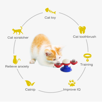 Interactive Windmill Cat Toys with Catnip : Cat Toys for Indoor Cats Funny Kitten Toys with LED Light Ball Suction Cup‖Cat Nip Toy for Cat chew Exercise