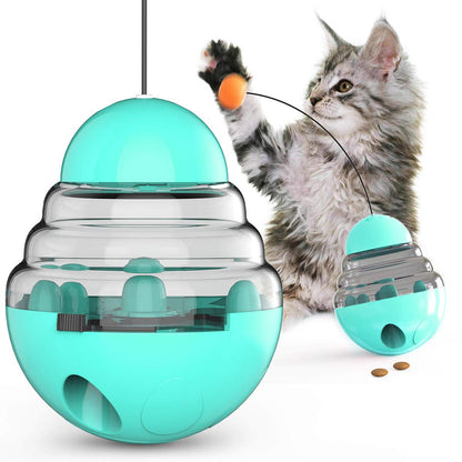 Interactive Cat Food Dispenser Ball Toy with Yellow Ball, Multi-Level Puzzle Feeder, ABS Material, 100x100x125mm, Sound Activated