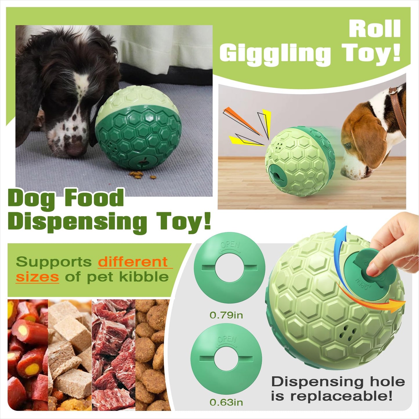 Dog Treat Dispenser, XL-Size, Wobble Giggle Ball, Roll Herding Egg, Tough Chew Toy for Large Aggressive Chewers, Interactive Indoor & Outdoor Play