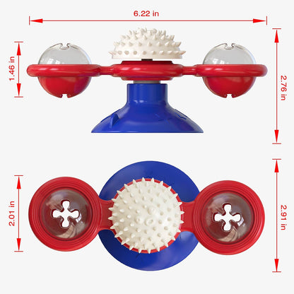 Interactive Windmill Cat Toys with Catnip : Cat Toys for Indoor Cats Funny Kitten Toys with LED Light Ball Suction Cup‖Cat Nip Toy for Cat chew Exercise