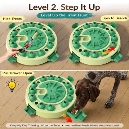 Dog Puzzle Toy, Large Size, 3 Levels of Step-by-Step Challenge, 4 Ways to Play Beginner to Advanced Slow Feeder & Mental Stimulation for Smart Dogs Enrichment Toys