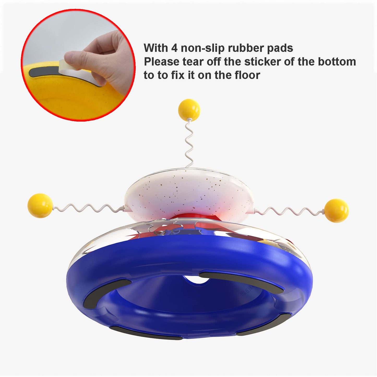 3 in 1 Interactive Cat Toys Balls Cat Fidget Spinner Treat Toys Windmill Cat Food Dispenser Toys Cat Slow Feeder Dry Food Cat Teaser Wand for Indoor Cats