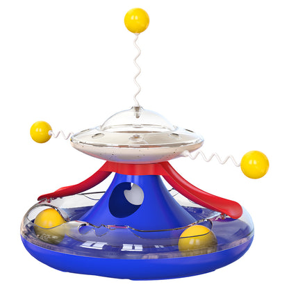 3 in 1 Interactive Cat Toys Balls Cat Fidget Spinner Treat Toys Windmill Cat Food Dispenser Toys Cat Slow Feeder Dry Food Cat Teaser Wand for Indoor Cats