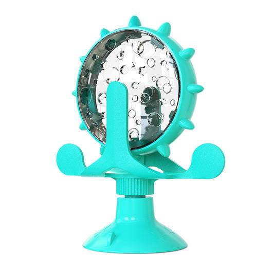 Cat Dog Treat Dispenser Toy - Cat Interactive Feeder Pet Food Toys Feeder 360° Degree Rotating Food Leakage Device Rotate with Strong Suction Cup Money Wheel Shape