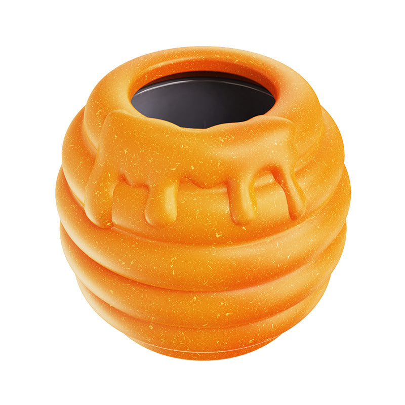 Durable Dog Toys, Fillable Dog Treat Dispenser and Enrichment Peanut Butter Frozen Licking Toys in Honey Pot Shape, Interactive and Mental Stimulation Toys for Large Dogs to Keep Them Busy
