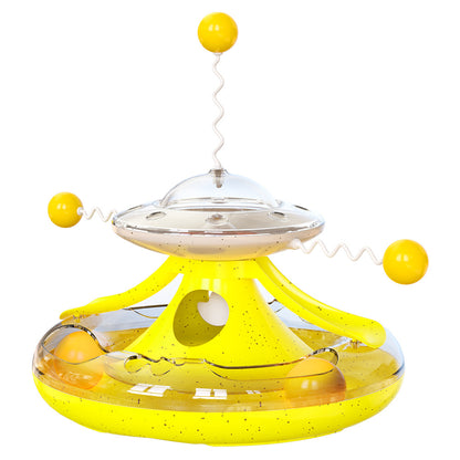 3 in 1 Interactive Cat Toys Balls Cat Fidget Spinner Treat Toys Windmill Cat Food Dispenser Toys Cat Slow Feeder Dry Food Cat Teaser Wand for Indoor Cats