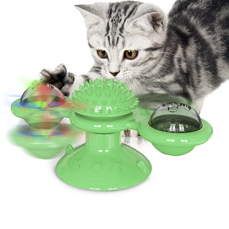 Interactive Windmill Cat Toys with Catnip : Cat Toys for Indoor Cats Funny Kitten Toys with LED Light Ball Suction Cup‖Cat Nip Toy for Cat chew Exercise