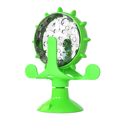 Cat Dog Treat Dispenser Toy - Cat Interactive Feeder Pet Food Toys Feeder 360° Degree Rotating Food Leakage Device Rotate with Strong Suction Cup Money Wheel Shape
