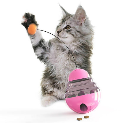 Interactive Cat Food Dispenser Ball Toy with Yellow Ball, Multi-Level Puzzle Feeder, ABS Material, 100x100x125mm, Sound Activated